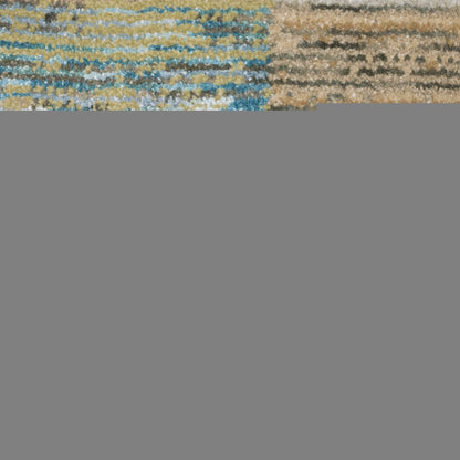 3' X 5' Beige Gold Black Grey Tan Teal and Rust Geometric Power Loom Area Rug