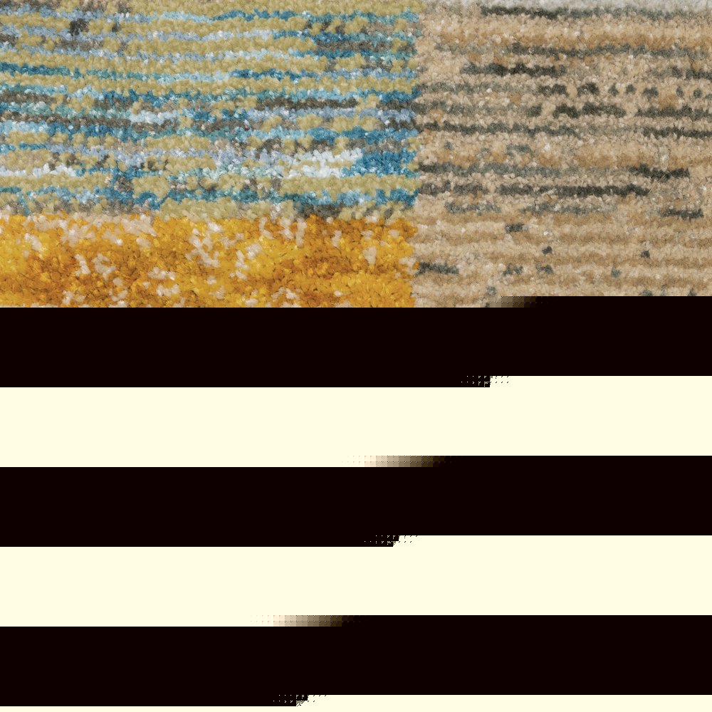 5' X 7' Beige Gold Black Grey Tan Teal and Rust Geometric Power Loom Area Rug