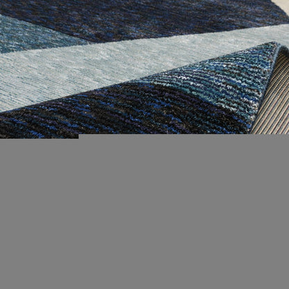 8' Blue Purple And Gray Geometric Runner Rug