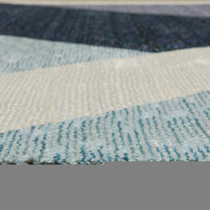 3' X 5' Blue Purple Grey and Teal Geometric Power Loom Area Rug