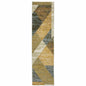 8' Blue And Beige Geometric Runner Rug