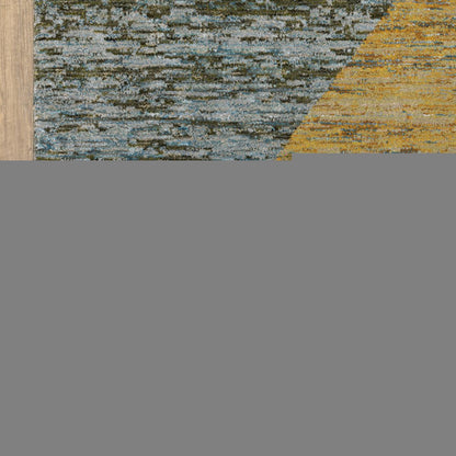 8' X 11' Blue and Beige Geometric Power Loom Area Rug