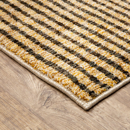 8' Blue And Beige Geometric Runner Rug