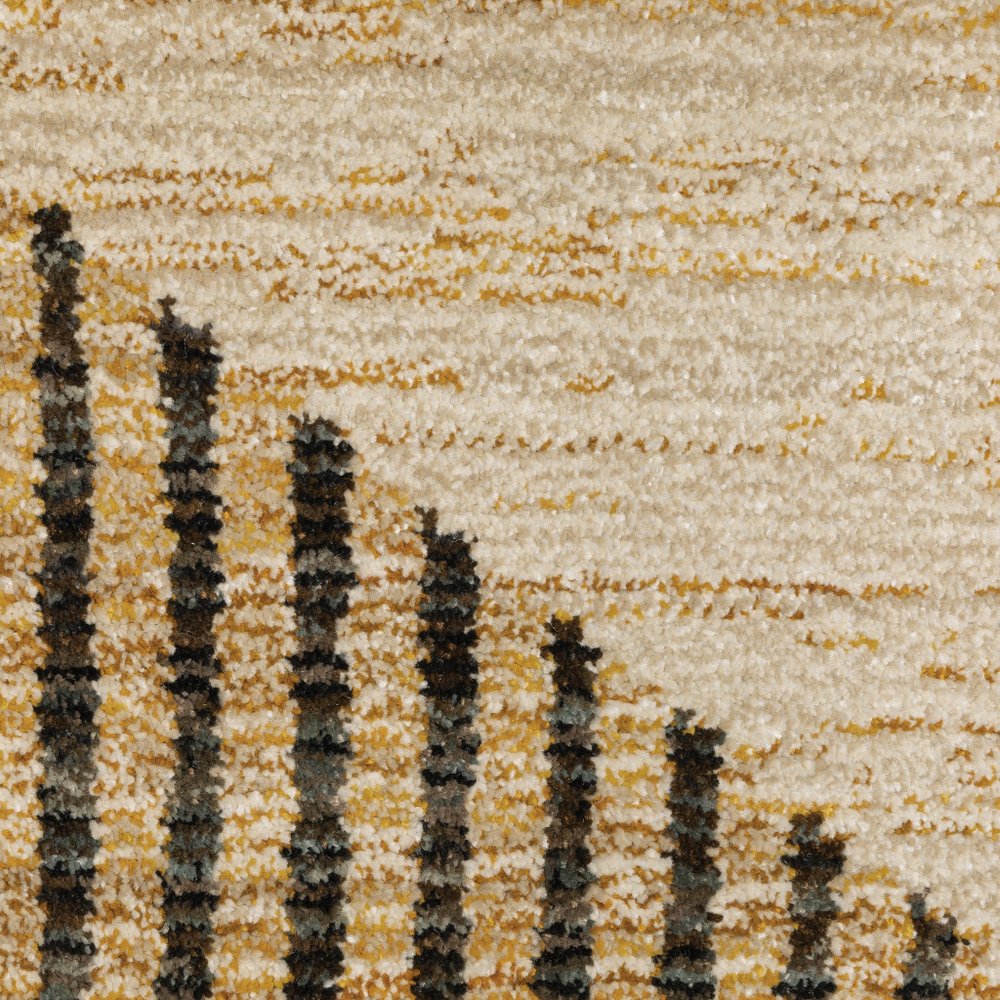8' Blue And Beige Geometric Runner Rug