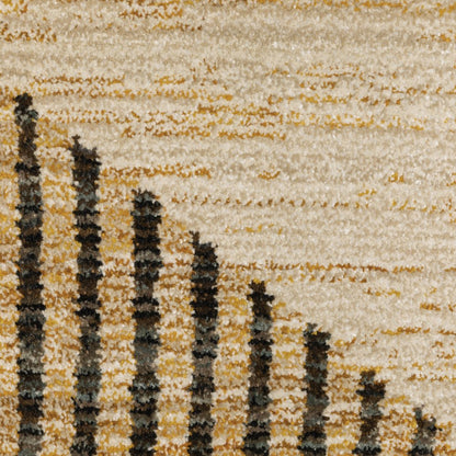 8' Blue And Beige Geometric Runner Rug