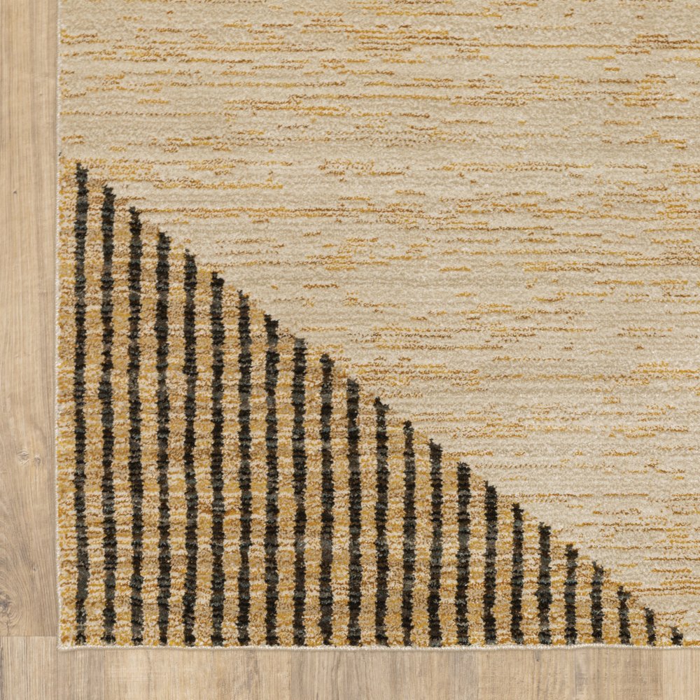 8' Blue And Beige Geometric Runner Rug