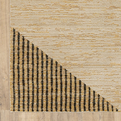 8' Blue And Beige Geometric Runner Rug