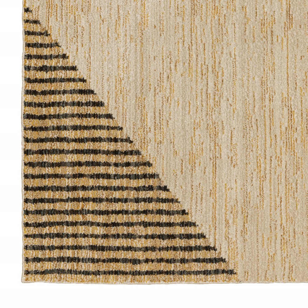 8' Blue And Beige Geometric Runner Rug