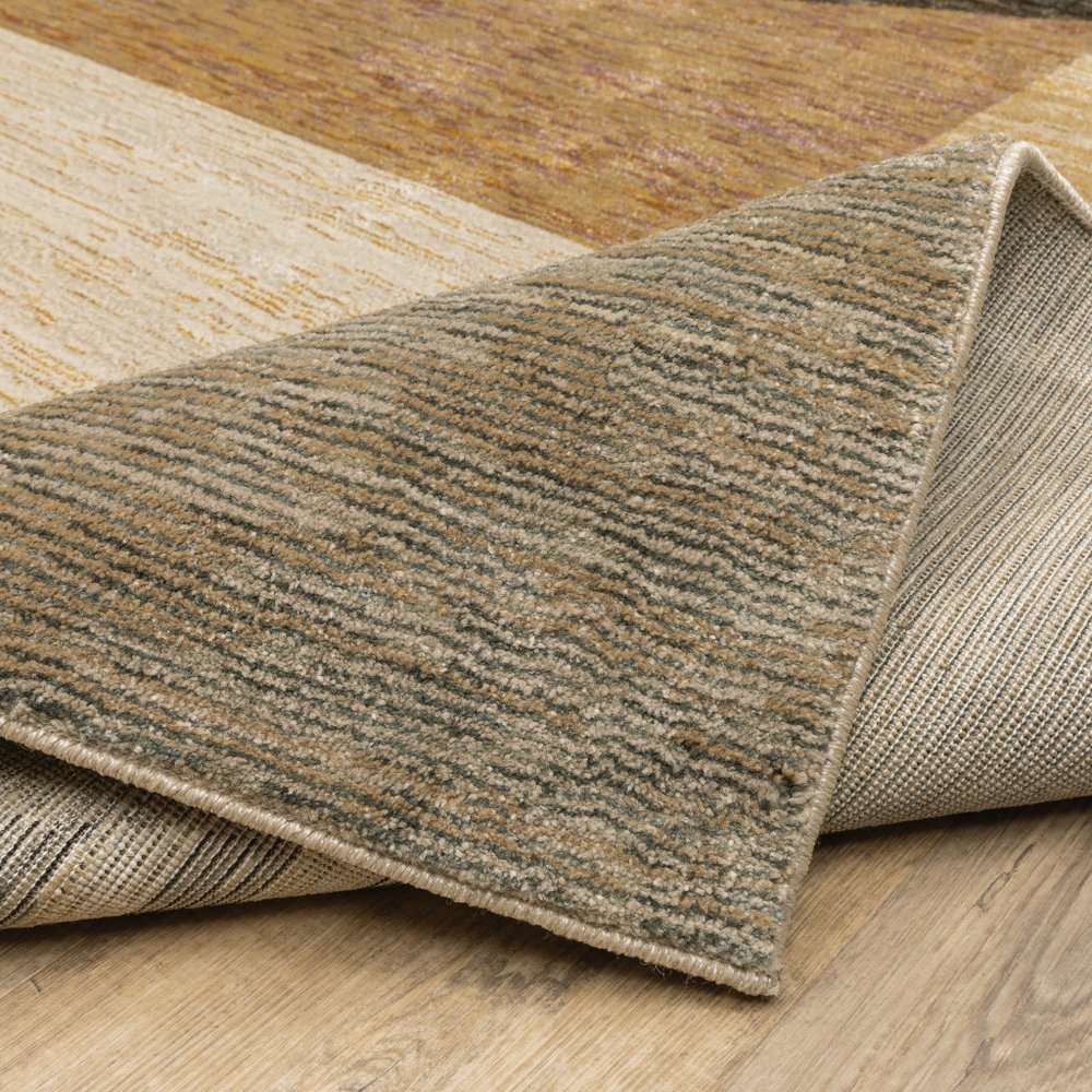 8' Blue And Beige Geometric Runner Rug