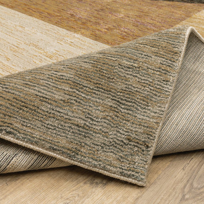 8' Blue And Beige Geometric Runner Rug