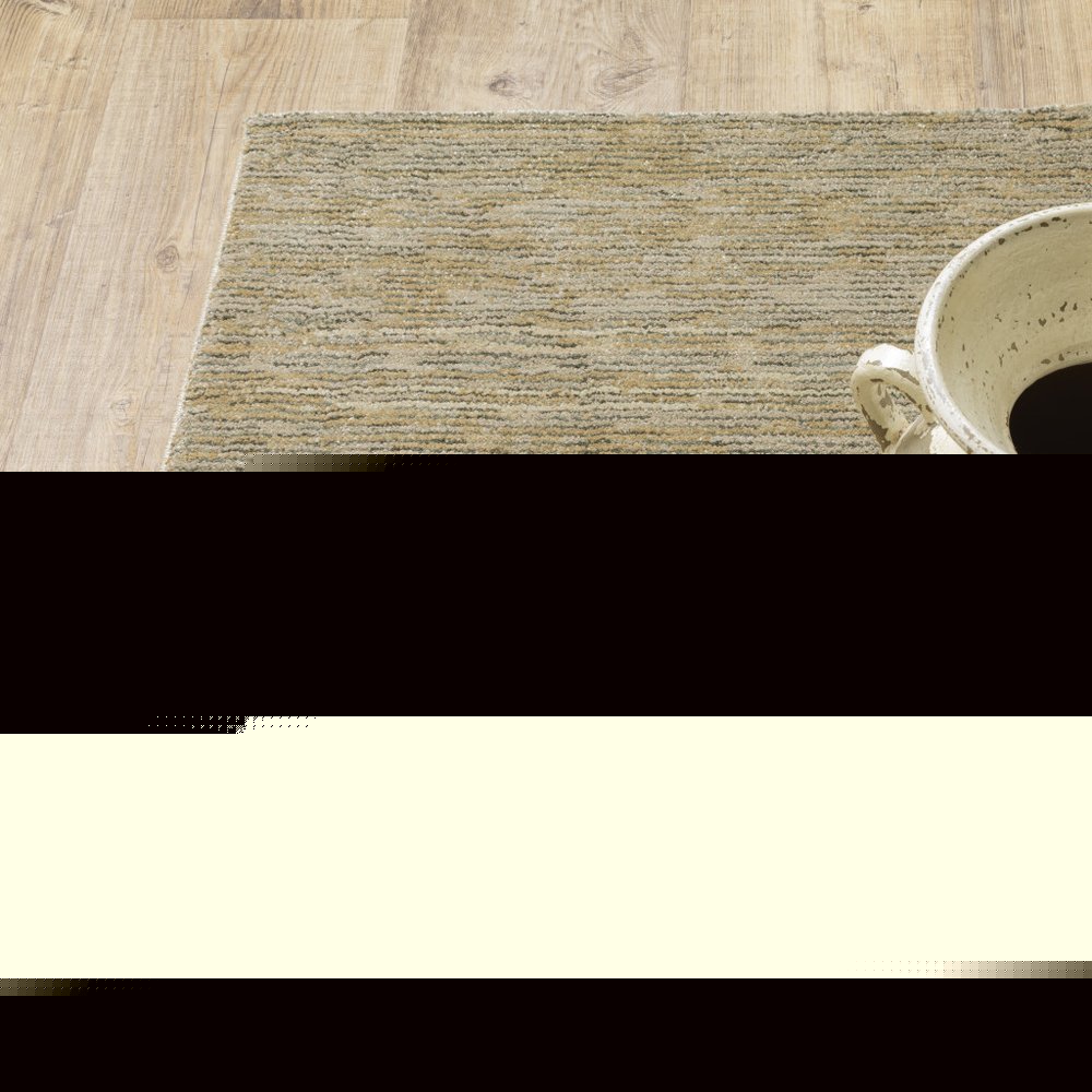 7' X 10' Gold Brown Blue Charcoal Rust and Beige Geometric Power Loom Area Rug