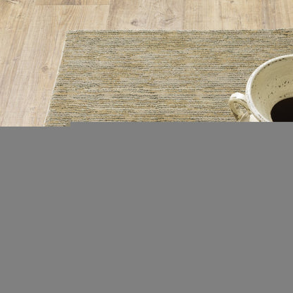 7' X 10' Gold Brown Blue Charcoal Rust and Beige Geometric Power Loom Area Rug