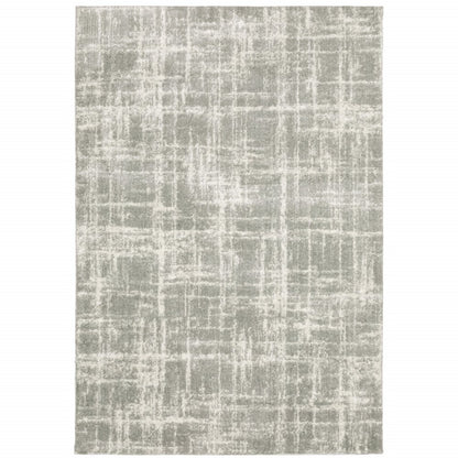 8' X 11' Gray and Ivory Abstract Shag Power Loom Area Rug