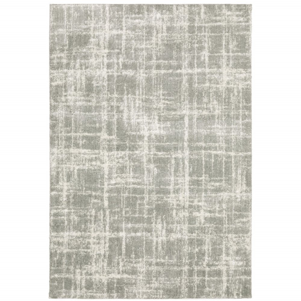 8' X 11' Gray and Ivory Abstract Shag Power Loom Area Rug