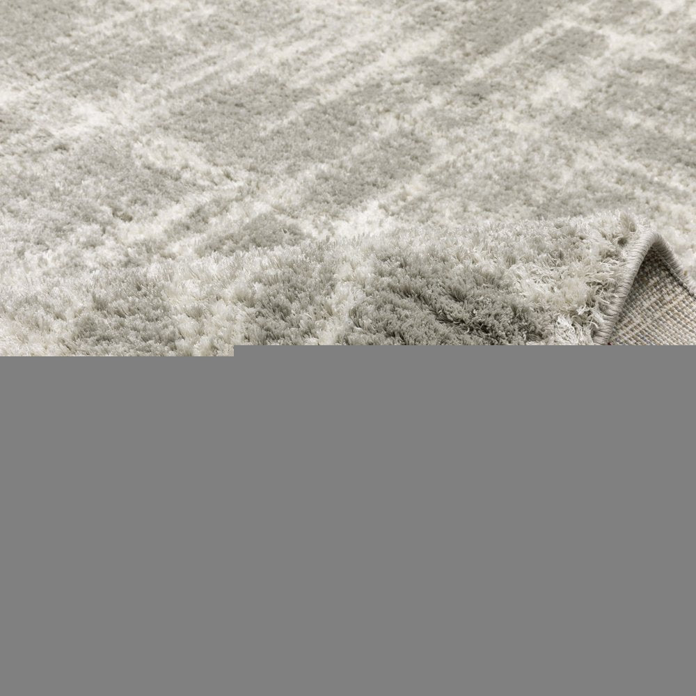 8' X 11' Gray and Ivory Abstract Shag Power Loom Area Rug
