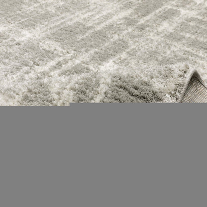 8' X 11' Gray and Ivory Abstract Shag Power Loom Area Rug