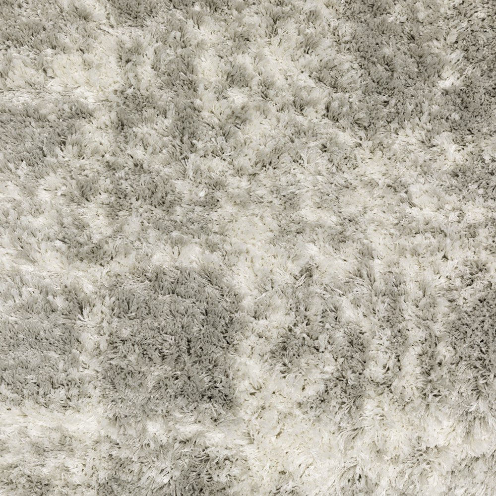 8' X 11' Gray and Ivory Abstract Shag Power Loom Area Rug
