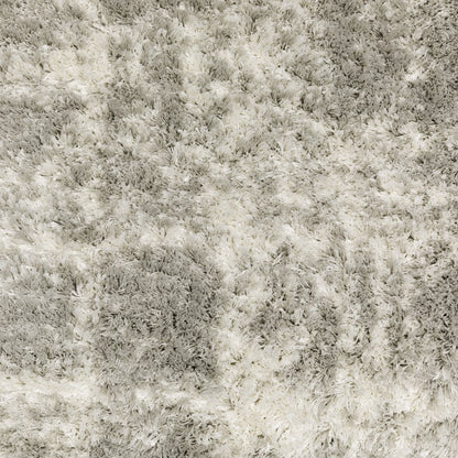 8' X 11' Gray and Ivory Abstract Shag Power Loom Area Rug