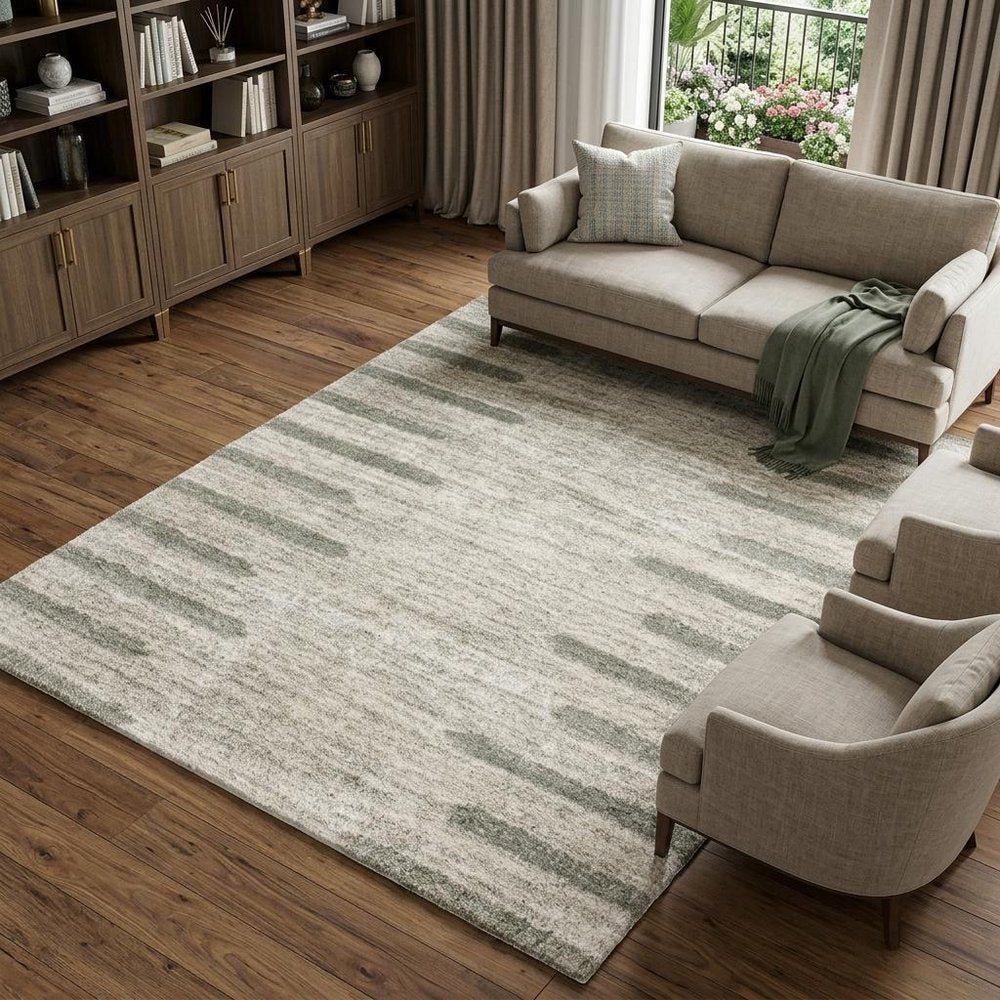 8' X 11' Gray and Ivory Geometric Shag Power Loom Area Rug