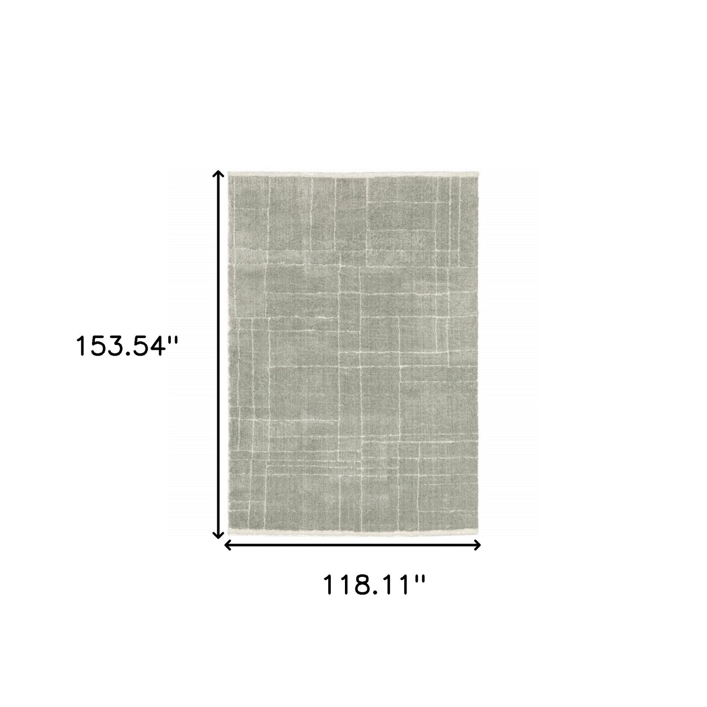 10' X 13' Grey And Ivory Geometric Shag Power Loom Stain Resistant Area Rug