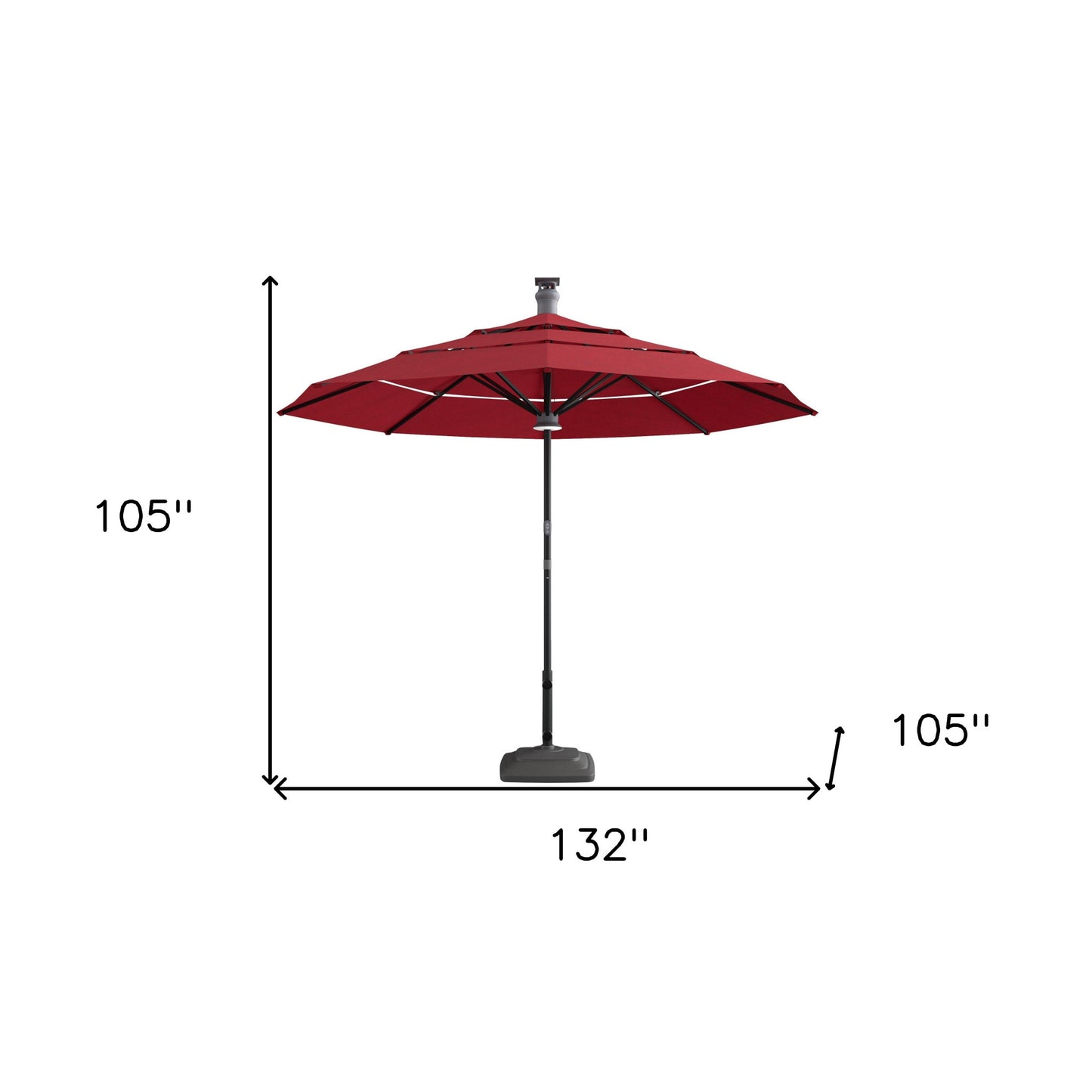 11' Red Sunbrella Octagonal Lighted Smart Market Patio Umbrella