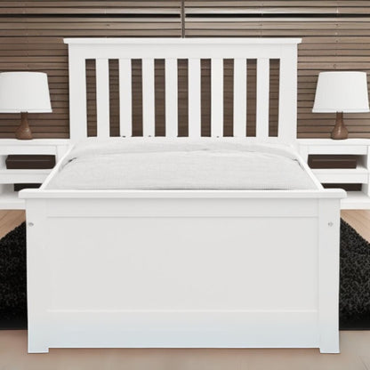 White Solid Wood Twin Bed With Pull Out Trundle