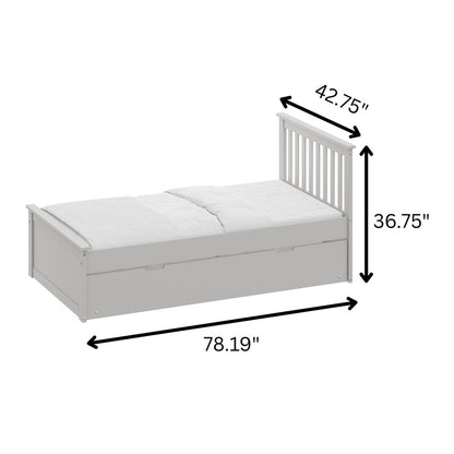 Gray Solid Wood Twin Bed With Pull Out Trundle