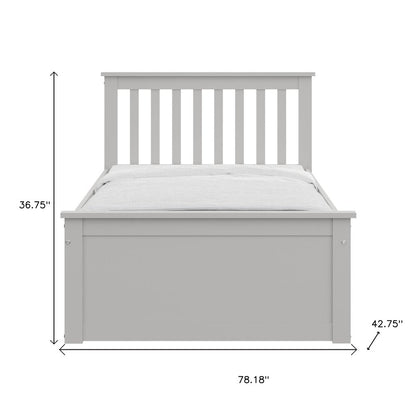 Gray Solid Wood Twin Bed With Pull Out Trundle