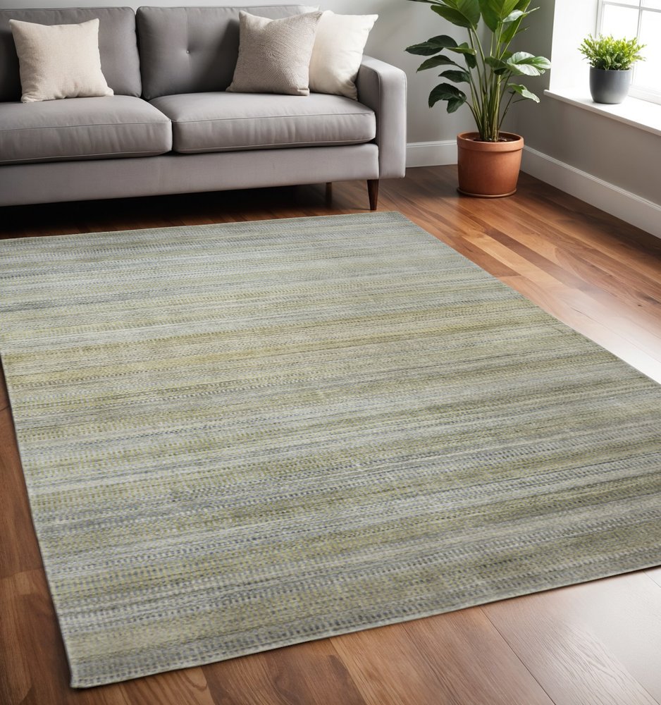 8' X 11' Gold Ivory And Gray Abstract Area Rug