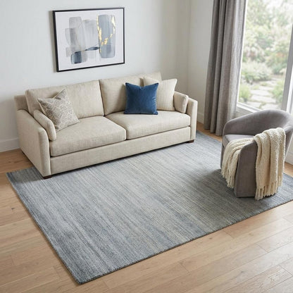8' X 11' Blue and Gray Ombre Hand Woven Area Rug