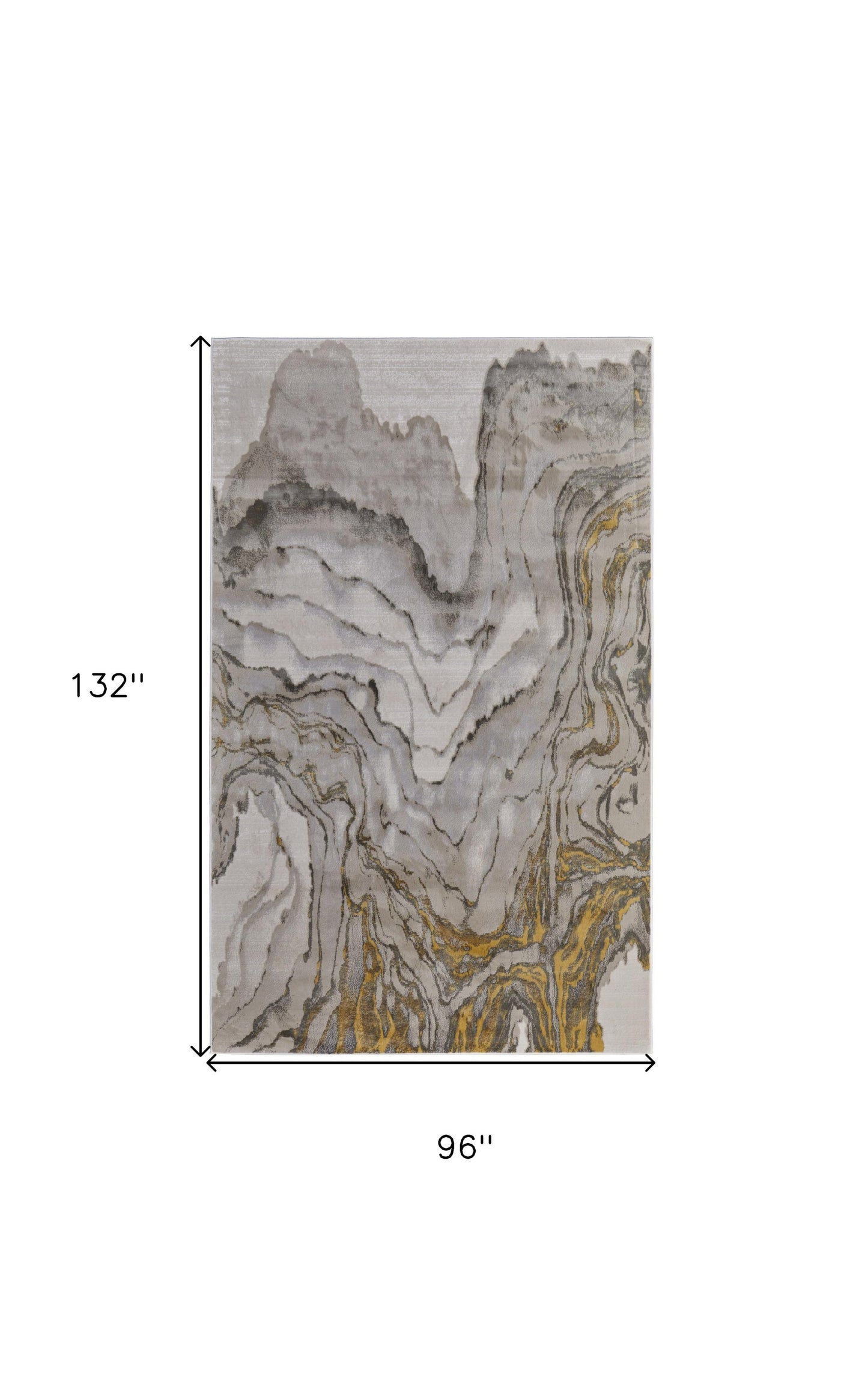 5' X 8' Gold Ivory And Gray Abstract Stain Resistant Area Rug