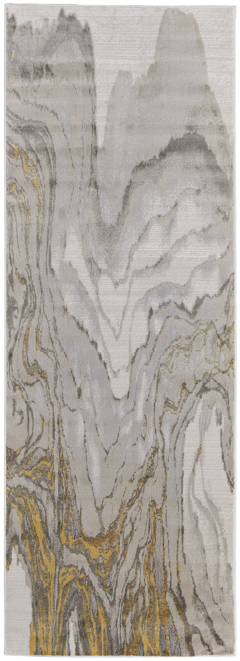 5' X 8' Gold Ivory And Gray Abstract Stain Resistant Area Rug