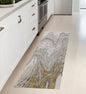 5' X 8' Gold Ivory And Gray Abstract Stain Resistant Area Rug