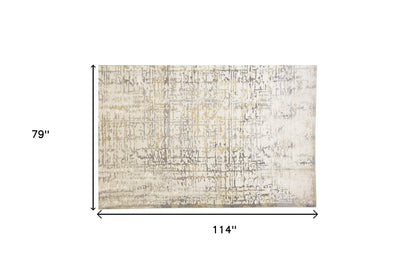 5' X 8' Gold Ivory And Gray Abstract Stain Resistant Area Rug