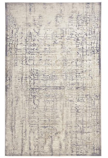 5' X 8' Gold Ivory And Gray Abstract Stain Resistant Area Rug