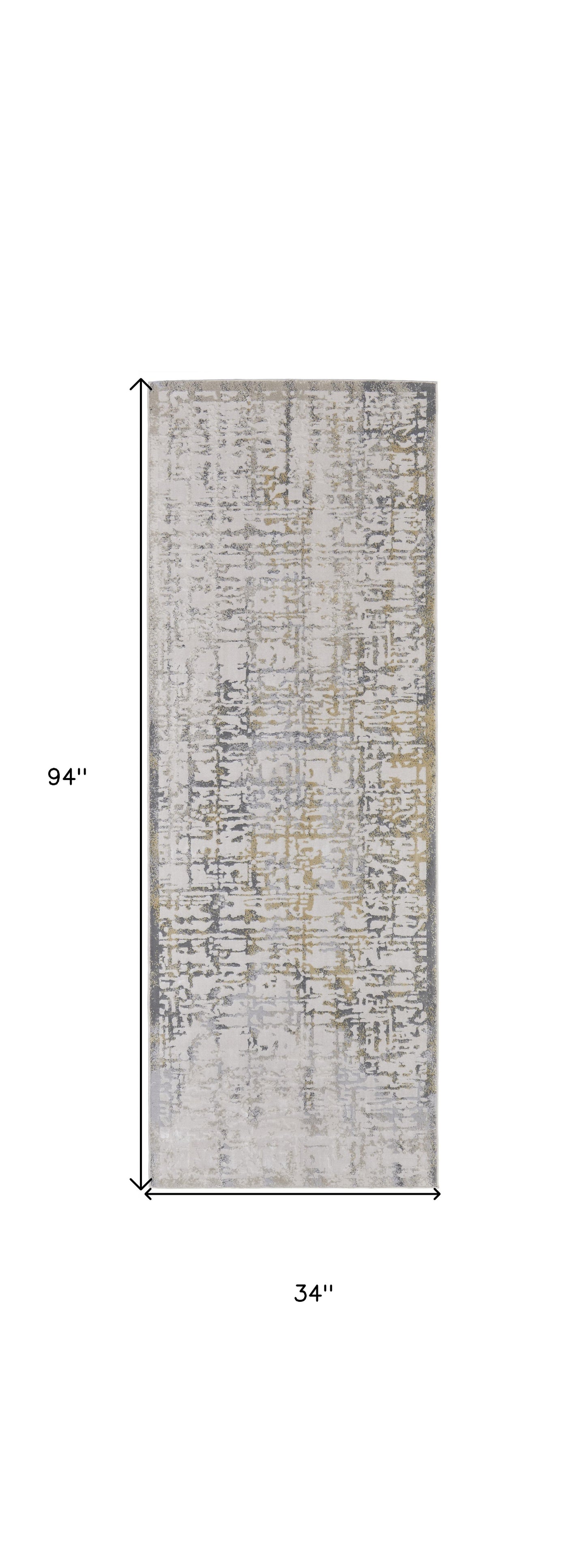 5' X 8' Gold Ivory And Gray Abstract Stain Resistant Area Rug