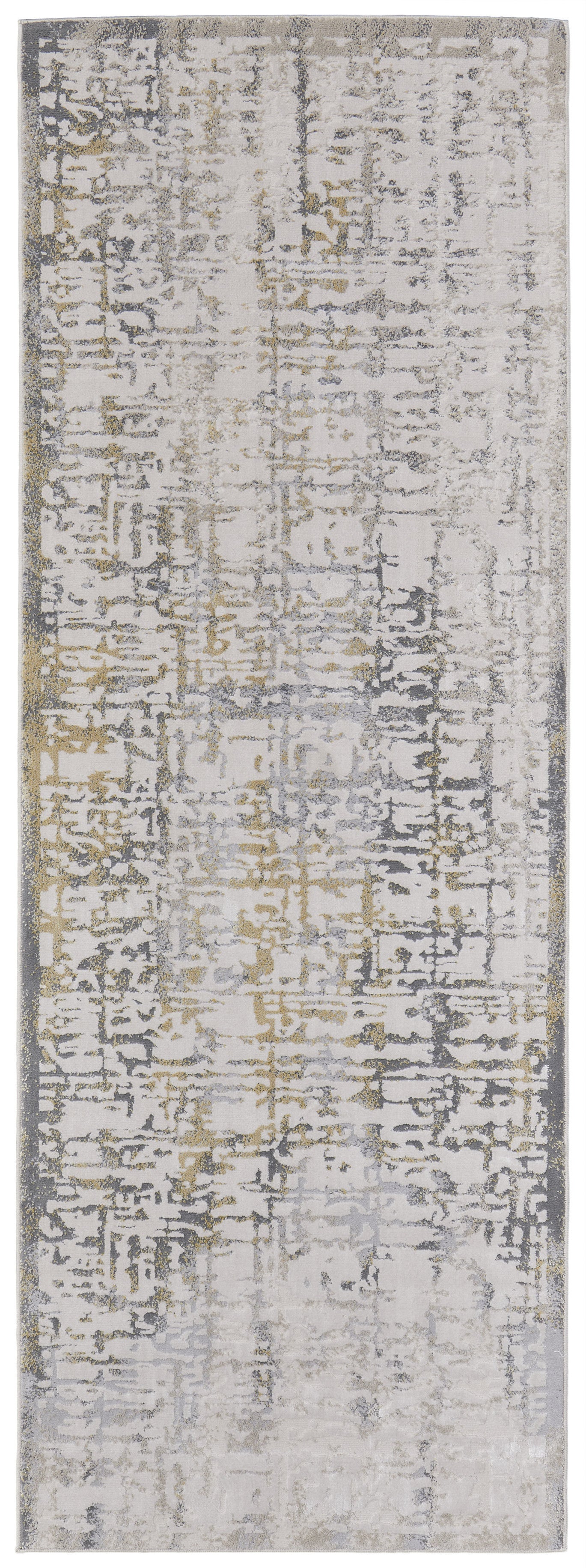 5' X 8' Gold Ivory And Gray Abstract Stain Resistant Area Rug