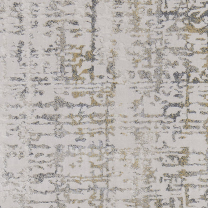 5' X 8' Gold Ivory And Gray Abstract Stain Resistant Area Rug