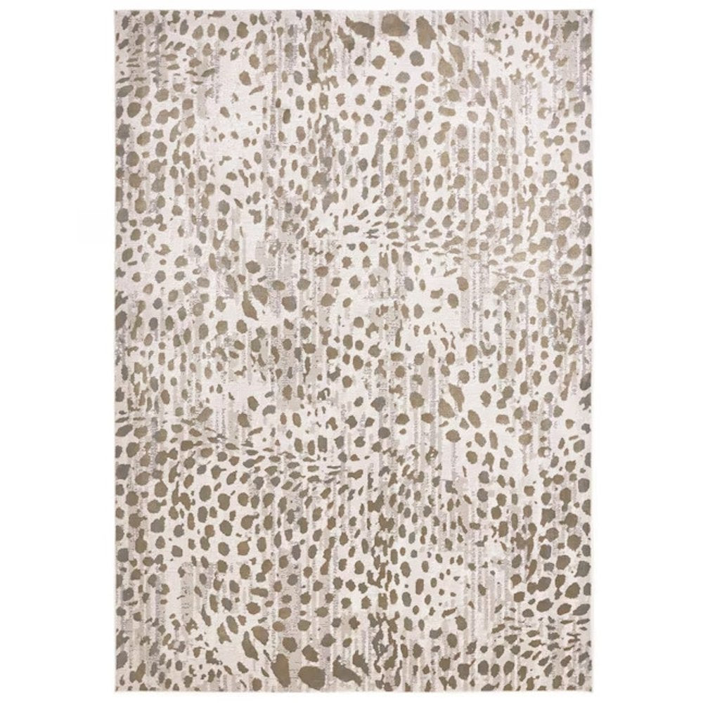 7' X 10' Brown And Ivory Abstract Stain Resistant Area Rug