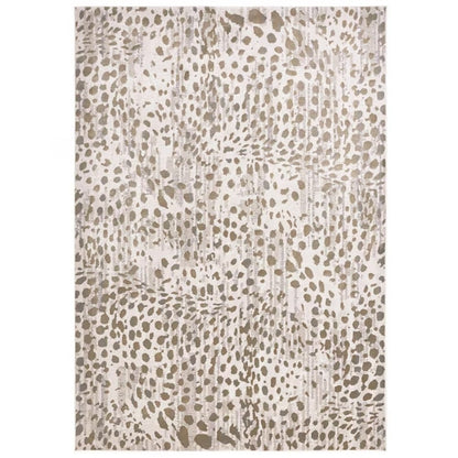7' X 10' Brown And Ivory Abstract Stain Resistant Area Rug