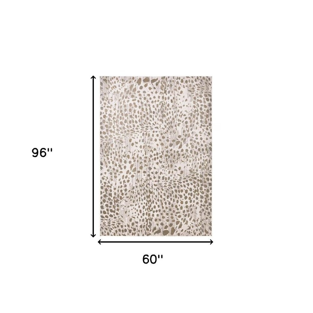 7' X 10' Brown And Ivory Abstract Stain Resistant Area Rug