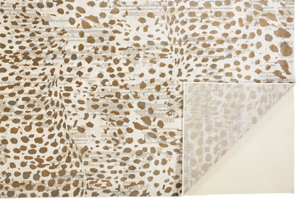7' X 10' Brown And Ivory Abstract Stain Resistant Area Rug