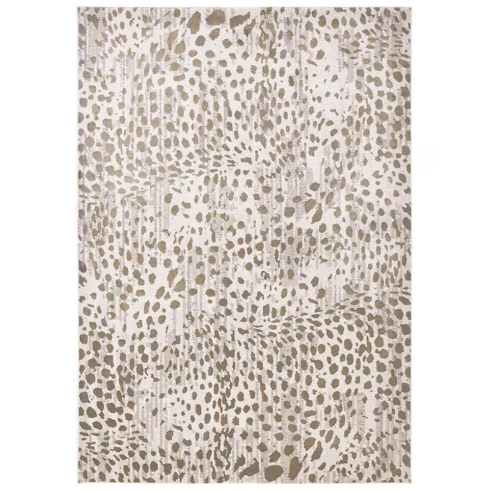 7' X 10' Brown And Ivory Abstract Stain Resistant Area Rug