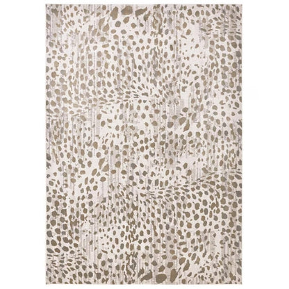 7' X 10' Brown And Ivory Abstract Stain Resistant Area Rug