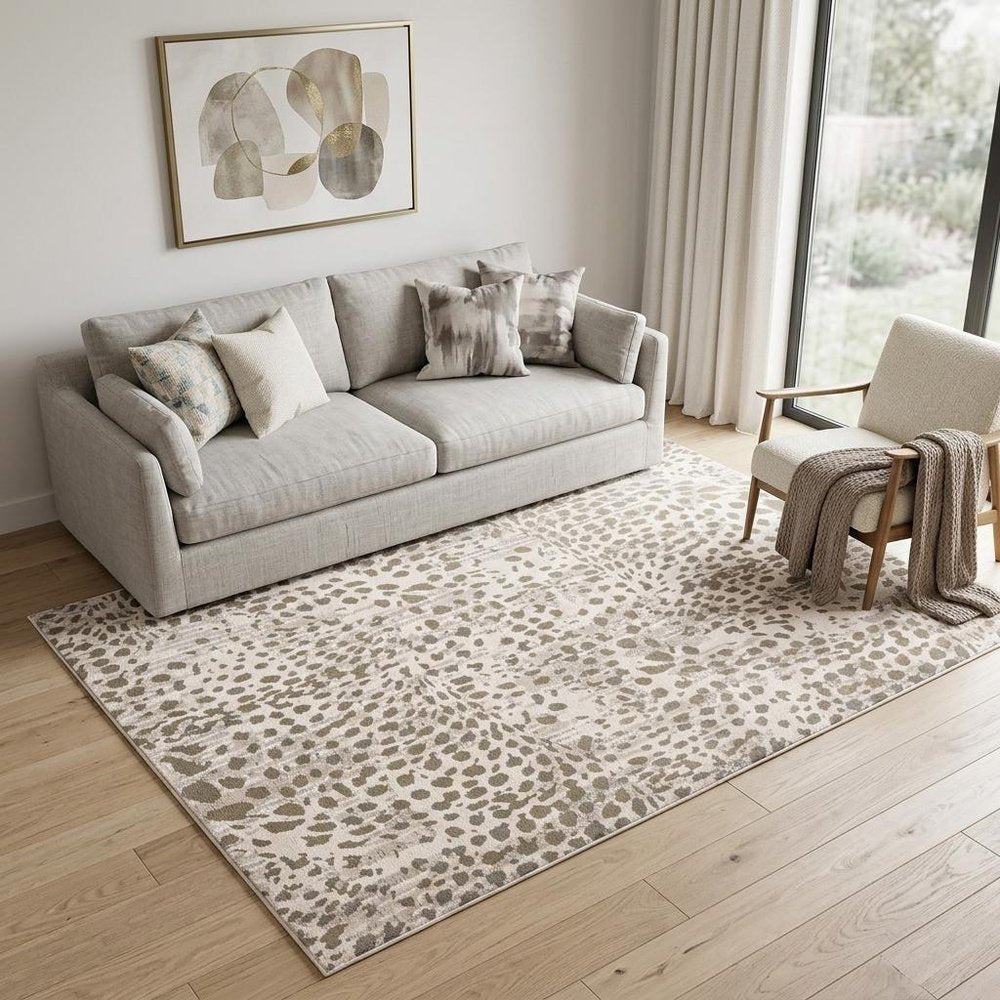 5' X 8' Brown And Ivory Abstract Stain Resistant Area Rug