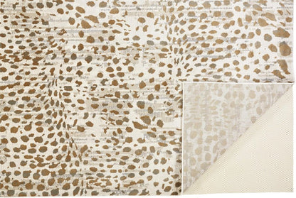 7' X 10' Brown And Ivory Abstract Stain Resistant Area Rug