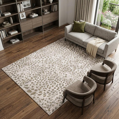 5' X 8' Brown And Ivory Abstract Stain Resistant Area Rug