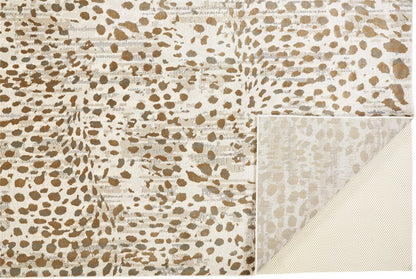 7' X 10' Brown And Ivory Abstract Stain Resistant Area Rug