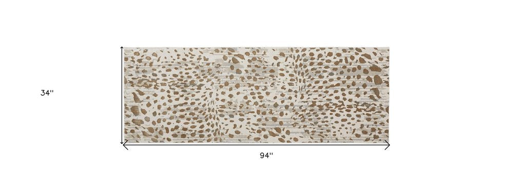 8' X 11' Brown And Ivory Abstract Stain Resistant Area Rug