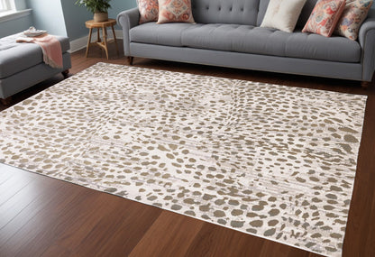 5' X 8' Brown And Ivory Abstract Stain Resistant Area Rug